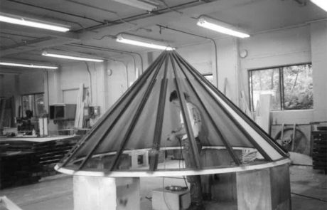 multi material fabrication, conical roof