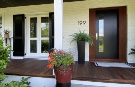 residential insulated painted wood entranceway door and jam