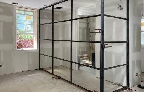 glass and steel wine room install