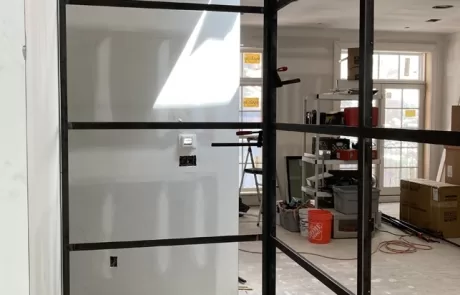 glass and steel wine room install